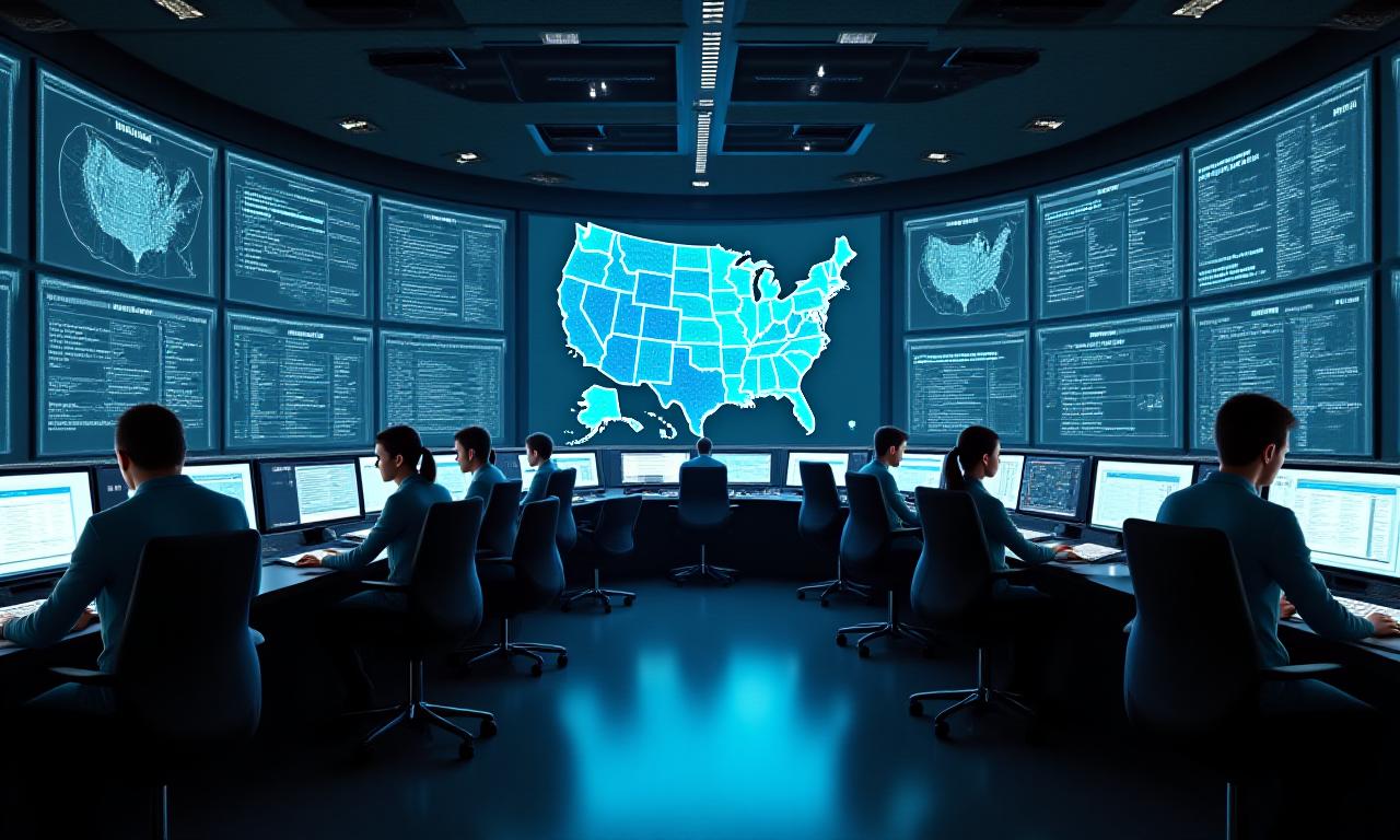 Logistics dispatch center with digital tracking maps